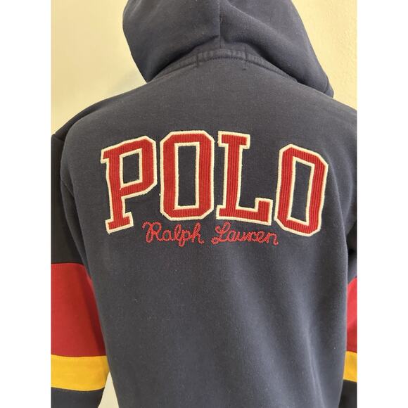 Polo Ralph Lauren Hoodie Colorblock Blue Maroon Logo Zip Up Women XS / Youth M - Picture 16 of 16
